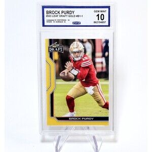 BROCK PURDY #B1-1 LEAF GOLD SPECIAL RC GEM MINT 10 SF 49ers Star Draft 2023